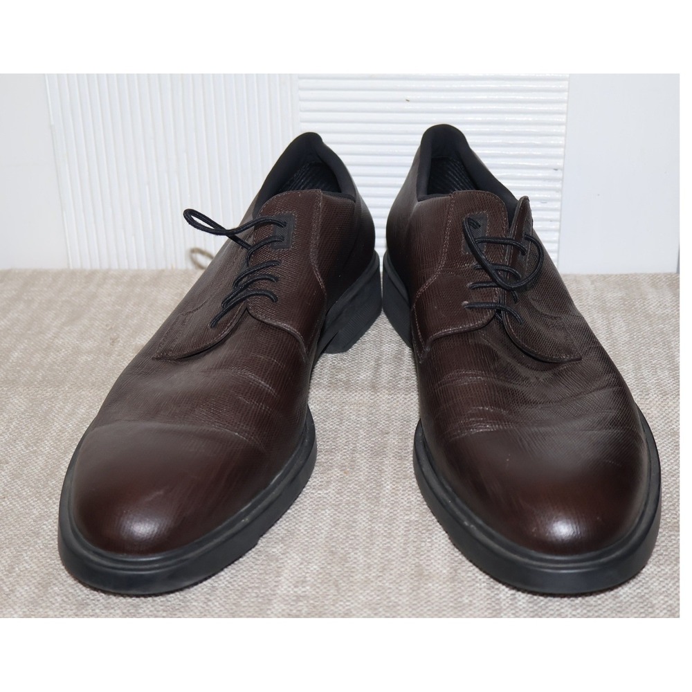 Hugo Boss Derby Shoes Size 11 Brown Textured Leather Outlast Italy Shelf Tie